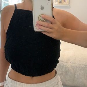 High neck Brandy tank with back ties